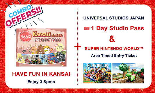 Universal Studios Japan 1 Day Studio Pass + Have Fun in Kansai Pass + SUPER NINTENDO WORLD™ Area Timed Entry Ticket